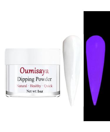 OUMISAYA Glow in the Dark White Nail Dip Powder Color 1OZ GL085, Fluorescent Nail Dipping Powder