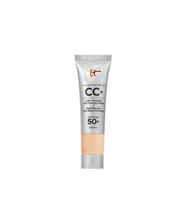 IT Cosmetics CC+ Cr me Fond de Teint Haute Couvrance SPF 50 Correcteur de Teint & S rum Anti- ge Formul avec Niacinamide & Acide Hyaluronique Fini Naturel Pour Tous Types de Peau Light Medium 12 ml