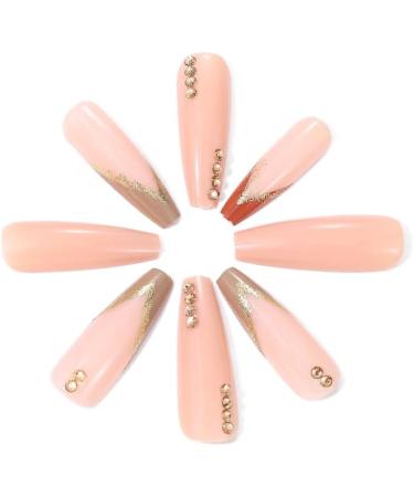 Coffin False Nails Press on Nails French Long Fake Nails Ballerina Acrylic Stick on Nails 24pcs for Women and Girls (Color : Pink Size : J) - Buy Online on GoSupps.com