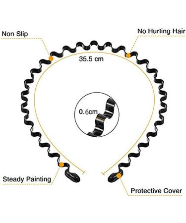 6 Pieces Men's Black Wavy Metal Hoop Hairbands - Stylish Headband Accessories for All Occasions - Buy Online on GoSupps.com