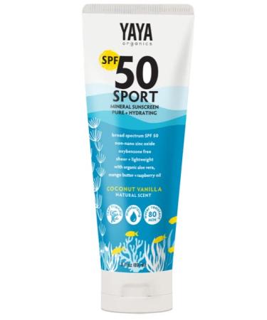 YAYA ORGANICS Sport Mineral Sunscreen Lotion  SPF 50  Reef-Friendly  Non-Nano Zinc Oxide  Water-Resistant  Pure + Hydrating  3 oz