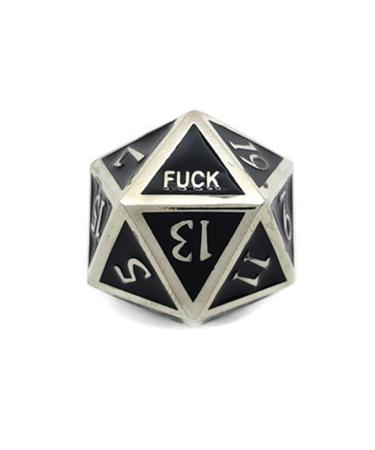 Metal D20 F Dice Critical Fail 20 Sided Die Set DND Number Role Playing Game Dungeons and Dragons D&D Black Silver Red Blue Rainbow Gold Copper Purple Green Pink White (Single Dice, Black and Silver) Single Dice Black and Silver