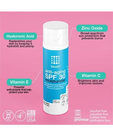 SPF 30 Anti-Aging Sunscreen Moisturizer with Vitamin C, E, & Hyaluronic Acid - Broad Spectrum Protection for Face, Neck, & Body - 3.3 Oz - Buy Online on GoSupps.com