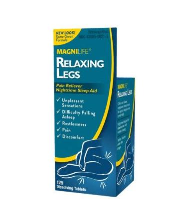 MagniLife Relaxing Legs, Natural Sleep Aid and Pain Reliever, Calms Jerks, Restlessness, and Discomfort - 125 Quick Dissolve Tablets