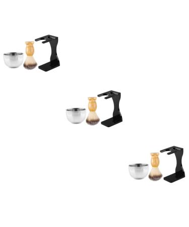 NOLITOY 3 Sets Shaving Set Men Beards Brush Facial Kit for Men Beauty Shaving Brush Shaving Cream Brush Beauty Kit Mens Razors Badger Beards Brush Acrylic Shave Man Shaving Frame