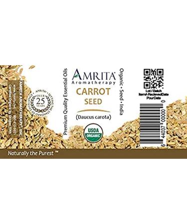 Amrita Aromatherapy Organic Carrot Seed Essential Oil 100% Pure Undiluted Daucus carota Therapeutic Grade Premium Quality Aromatherapy oil Tested & Verified 10ML - Buy Online on GoSupps.com