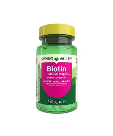 H4U Spring Valley Biotin Dietary Supplement Softgels for Hair/Skin/Nails Health 10 000 mcg 120 Count