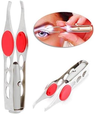 LHKJ LED Tweezer Women Eyebrow Clip with Spotlight LED Tweezers with Light Professional Tool LED Light Stainless Steel Eyebrow Tweezer Hair Removal Makeup Tools - Buy Online on GoSupps.com