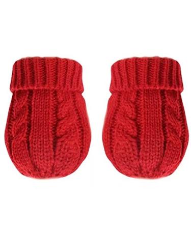 Baby Infant Knitted Cable Mitts Mittens Boy Girl Nb-12 Months Red NB-12 Months