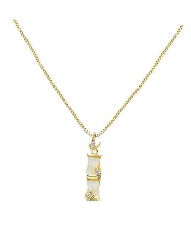 CALLARON Bamboo Necklace A Necklace Trendy Necklaces for Women Woman Necklace Clavicle Chain Opal