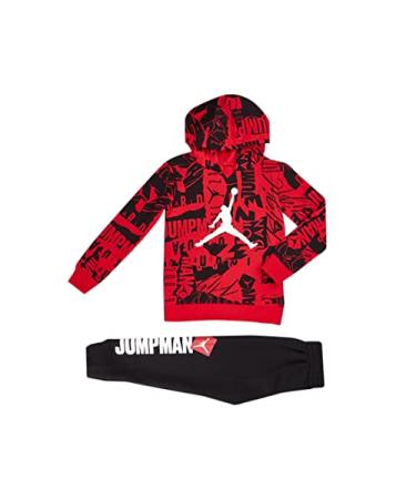 Jordan Essentials Fleece AOP Boys Clothing Set 5 Red/Black/White