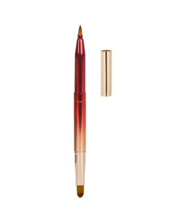 Arqumi Lip Makeup Brush Retractable Lip Brushes Double-Ended Lip Liner Brush Travel and Daily Use Lightweight Lipstick Gloss Eyeshadow Applicator with Protective Lid for Women Girls Red Double Ended 1PCS Red
