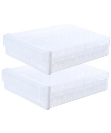 Serving Tray 2pcs Egg Storage Box Clear Container Countertop Egg Transparent Egg Holder re-usable White 26x34x17cm