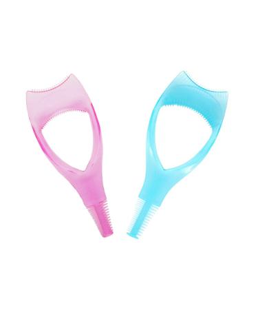 2 PCS Eyelash Makeup Tool Upper and Lower Eye Lash Mascara Applicator Eyelash Comb Tool for Makeup 1 Pink + 1 Blue