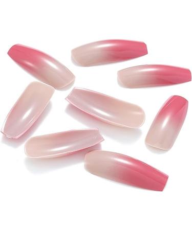 Coffin False Nails Long Fake Nails Ballerina Acrylic Press on Nails Gradient Stick on Nails 24pcs for Women and Girls (Color : Pink Size : H) - Buy Online on GoSupps.com