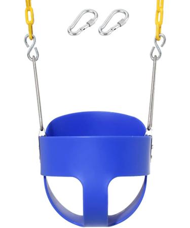 High Back Full Bucket Toddler Swing Seat with Yellow Plastic Coated Chains - Heavy-Duty Baby Swing Seat in Blue - Buy Online on GoSupps.com
