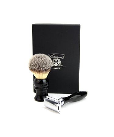 EN Safety razor and synthetic hair brush with black bottom perfect gift set