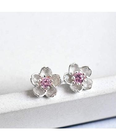 Ear Stud Earrings for Women Purple Powder Cherry Crystal Ear Clips Small Fresh Simple Temperament Female Ear Pin Party Gift e Ear Studs - Buy Online on GoSupps.com