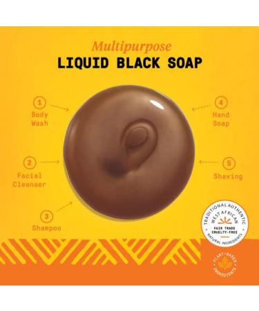 Alaffia Skin Care African Black Soap - 32 Fl Oz All-in-One Liquid Soap for Face, Body, Hair, and Shaving - Shea Butter Moisturizing Formula for Sensitive Skin - Unscented - Buy Online on GoSupps.com