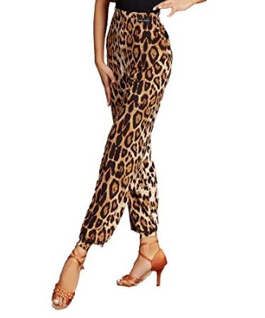 SCGGINTTANZ G4034 Latin Modern Ballroom Dance Professional tightened Cuff Design Pants/Trousers (Sbs)leopard Large