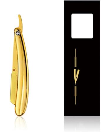 Manual Razor with Folding Handle - Barber Shaving Tool & Hair Clipper - Golden Finish (No Shaving Disc) - Buy Online on GoSupps.com