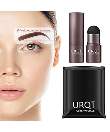 URQT One Step Eyebrow Stamp Kit - Long Lasting Makeup with Stencils, Razor & Brushes (Brunette) - Buy Online on GoSupps.com