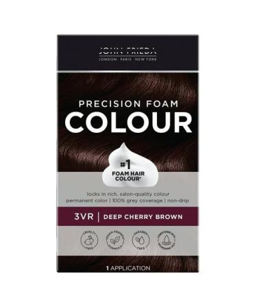 J.ohn F.rieda Brown Permanent Precision Hair Color Foam Kit 3VR Deep Cherry Brown Hair Dye 1Ct