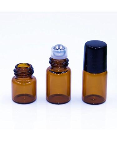 12-Pack Amber Glass Roll-On Bottles with Steel Roller Balls & Black Lids - 5ml Essential Oil & Perfume Containers - Buy Online on GoSupps.com