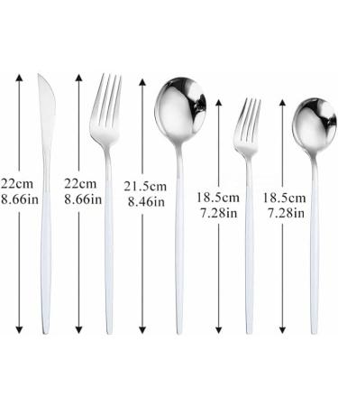 Silverware Set White Silver Cutlery Set Stainless Steel Dinnerware Set Forks Knives Spoons Set Fork Knife Black Silver Kitchen Tableware 20Pcs (Color : Silver 20pcs) - Buy Online on GoSupps.com