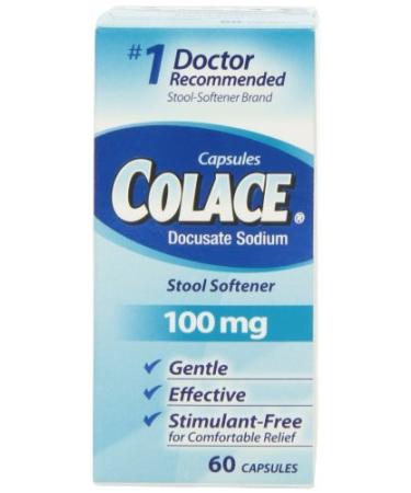 Colace Docusate Sodium Stool Softner 100 mg Capsules 60 Count - Buy Packs and Save (Pack of 2)