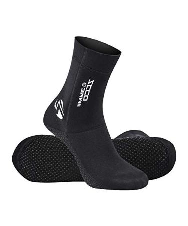 ZCCO 3mm Neoprene Diving Socks,Beach Water Socks for Men Women Youth,Swim Socks for Diving,Snorkeling,Surfing,Water Sports Black XX-Small