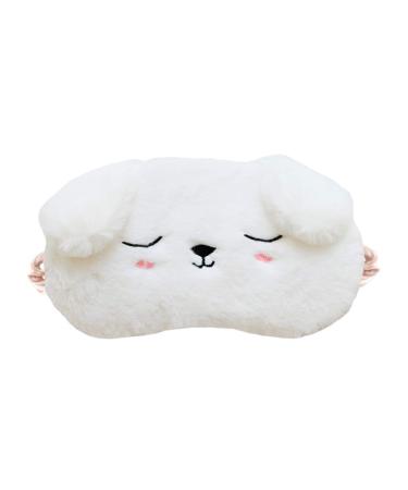 EleCharm Cute Animal Sleeping Mask Soft Plush Eye Mask Blindfold Cover for Kids Girls Women Home Sleeping Traveling (White Dog) - Buy Online on GoSupps.com