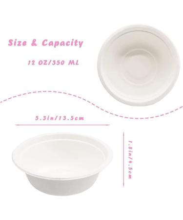 Fupeen 100 PCS Disposable Paper Bowls Biodgradble Bowl 12 OZ White Party Paper Bowls Natural Sugarcane Fibers Bowls - Buy Online on GoSupps.com
