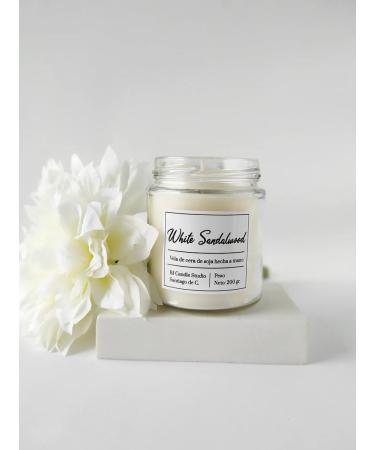 Vegan White Sandalwood Scented Candle | Minimalist Soy Wax Home Decor - International Shipping - Buy Online on GoSupps.com