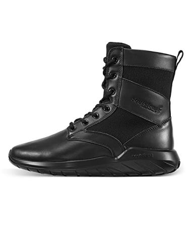 Soulsfeng Men's Tactical Boots Lightweight Breathable Military Combat Boots with Side Zipper Hiking Work Boots for Women Black-zipper 13.5 Women/12 Men
