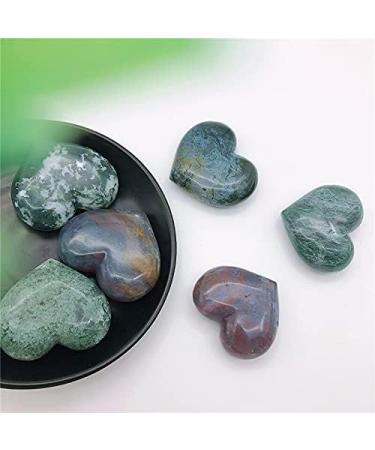 Natural Crystal Rough 1PC Natural Moss Agate Heart Crystal Carved Craft Stone Gift Gemstone Natural Stones and Crystals - Buy Online on GoSupps.com