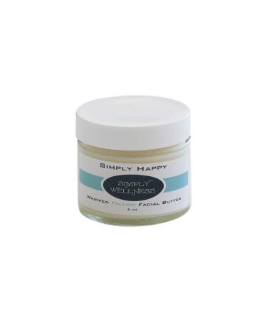 Simply HAPPY Anti-Aging Whipped Tallow Facial Butter w/CoQ10 (2oz glass jar) NO Chemicals or Preservatives - 100% Natural - Anti Aging - UNSCENTED - Treats Eczema Psoriasis Rosacea Scars Deratitis Rashes