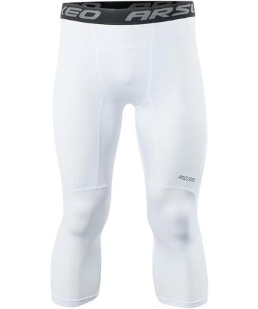 ARSUXEO Men's 3/4 Compression Running Tights Capri Pants - White - Size Medium - Buy Online on GoSupps.com
