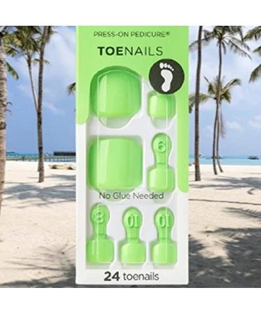 Impress Kiss Bright Neon Green Press-On Pedicure Toe Nails - IMT503X - Buy Online on GoSupps.com