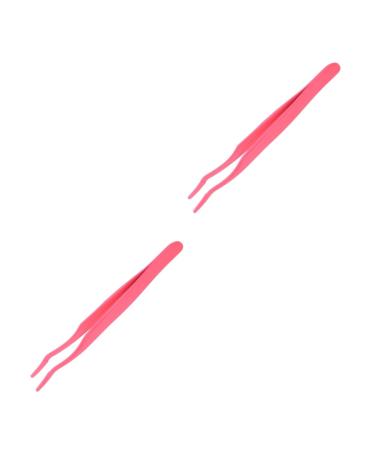 2pcs Tweezers Made of Steel Portable 14.5*2.8*1.2cmx2pcs Pink X 2 pieces
