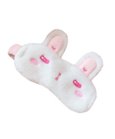 Healeved Bunny Ears Eye Mask Women Eye Cover Night Eye Sleeping Mask Stuffed Animals Girl Stuffed Animals Portable Eye Patch Lovely Eye Patch Sleep Patch Miss Fluffy Plush Material White 02 1 Count (Pack of 1)