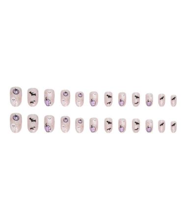 Shop Halloween Press on Nails - Short Almond Fake Nails with Ghosts & Pumpkins | 24 Pcs Acrylic Full Cover for Women - Buy Online on GoSupps.com