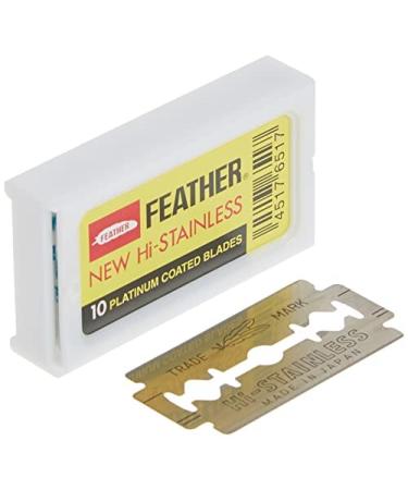Feather Double Edge Safety Razor Blades (50 Count) - Platinum Coated Hi-Stainless Steel Blades - Made in Japan - Buy Online on GoSupps.com