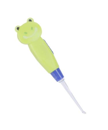 ViaGasaFamido Baby Earpick Cartoon Baby Ear Cleaner LED Earpick Earwax Remover with Replacement Head Kids Ear Clean Tool(Green Frog)