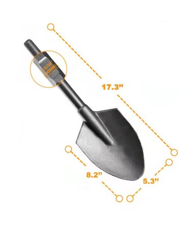HIGOSPRO 5 Inch Wide Hex Shank Clay Spade Chisel Bit | Demolition Jack Hammer Tool | 17.1 Inch Long Alloy Steel Construction - Buy Online on GoSupps.com