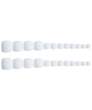 RODAKY Glossy White Press On Toe Nails for Women - 24PCS Fashion False Toenail Full Cover Acrylic Foot Nails - Buy Online on GoSupps.com