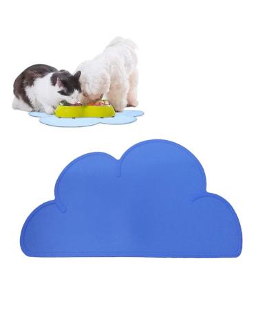 Silicone Dog Cat Bowl Mat, Waterproof Slip Resistant Silicone Pet Feeding Mat with High Lips, Cats and Dogs Food Placemat Tray, Raised Edges to Prevent Water Spills on Floors, Dishwasher Safe Royal Blue