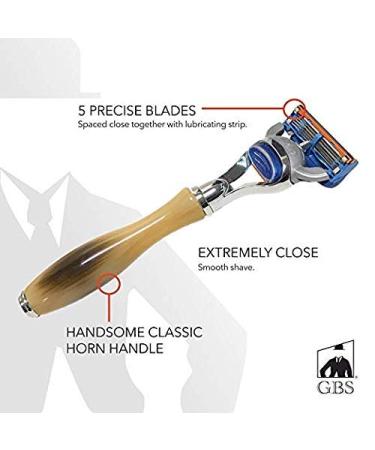 Shop G.B.S 5 Blade Razor - Classic Horn Handle | Perfect Christmas Gift & Stocking Stuffer for Men - Buy Online on GoSupps.com