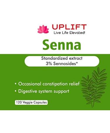 Uplift Senna Capsules 120 Count - Natural Laxative for Occasional Constipation | Herbal Supplement for Healthy Digestion and Vascular Health - Buy Online on GoSupps.com