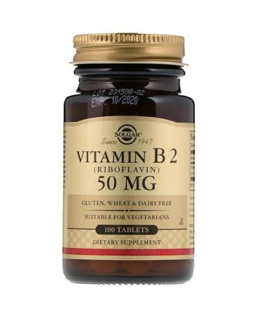 Solgar Vitamin B2 (Riboflavin) 50 mg 100 Tablets
